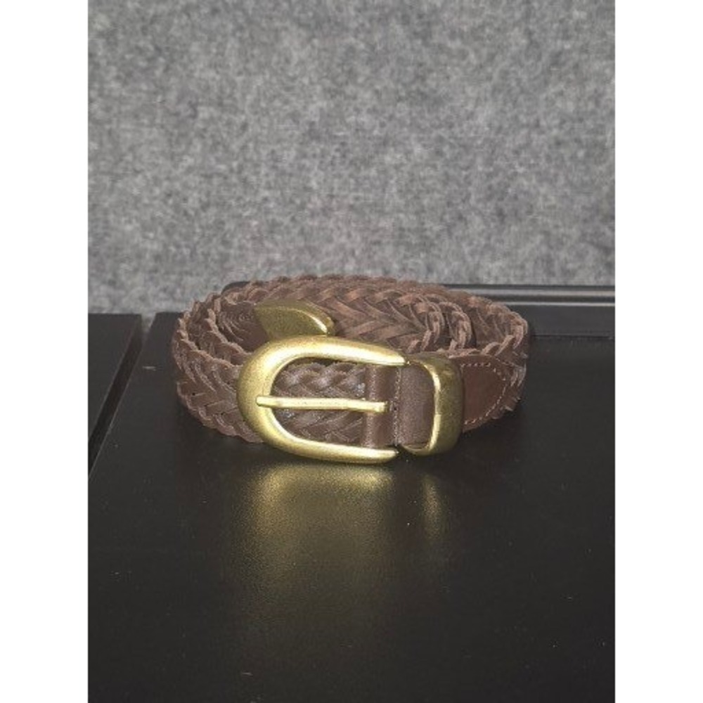 Capezio Brown Braided Genuineβ Leather Belt Gold Buckle Argentina Small 32 inch